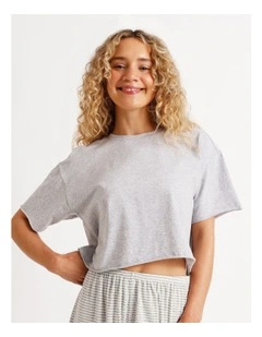 Lola Boxy Short Sleeve Tee in Grey Marle
