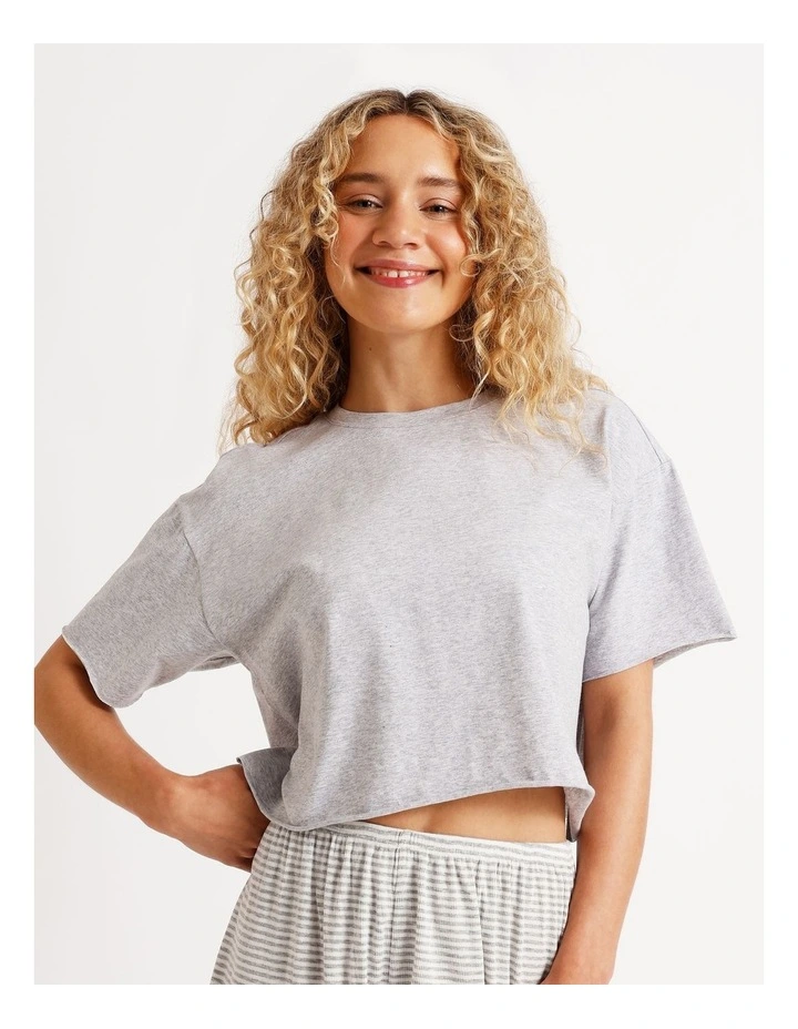 Lola Boxy Short Sleeve Tee in Grey Marle image 1