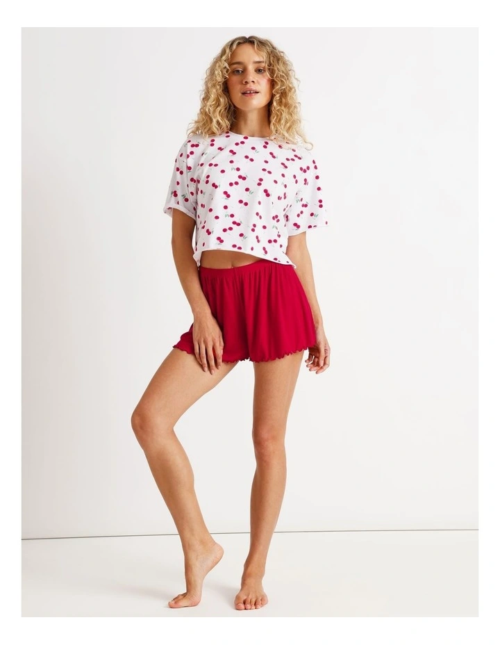 Boxy Short Sleeve Tee in Cherry Ditsy Print image 4
