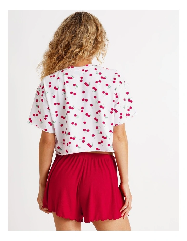Boxy Short Sleeve Tee in Cherry Ditsy Print image 5