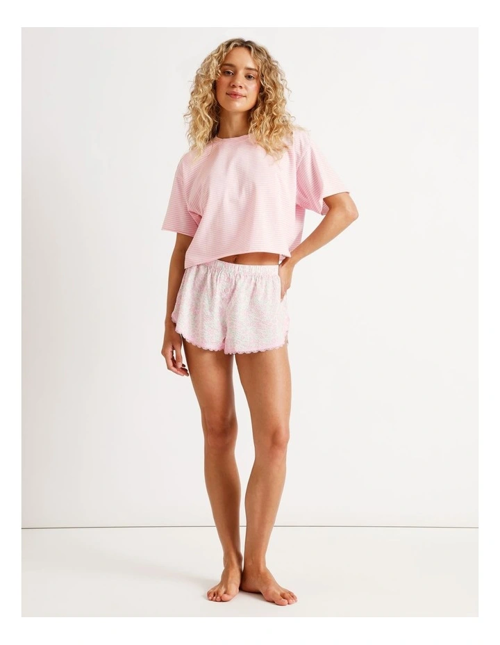 Boxy Short Sleeve Tee in Pink Sorbet Y/D Stripe Print image 2