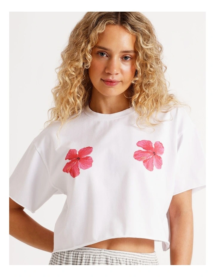 Lola Boxy Short Sleeve Tee in Graphic Floral Print image 3