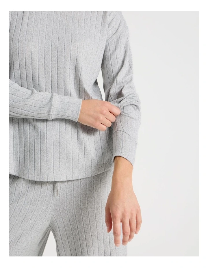 Cosy Rib Crew Long Sleeve Top in Grey Marle image 4
