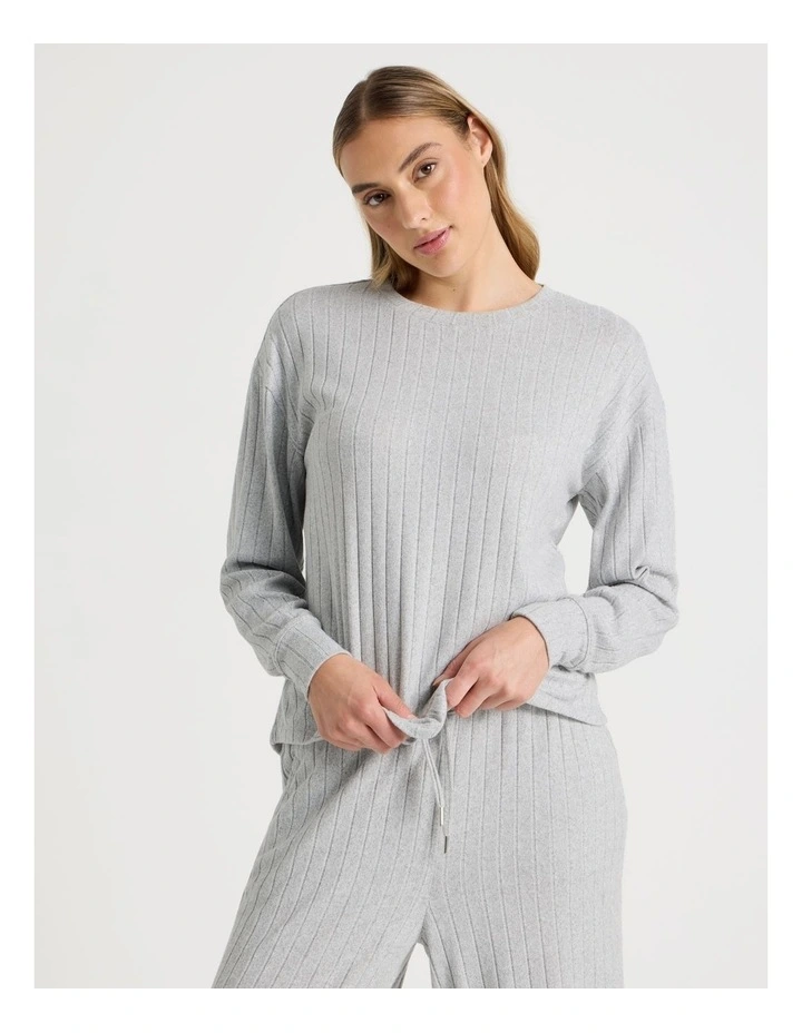 Cosy Rib Crew Long Sleeve Top in Grey Marle image 5