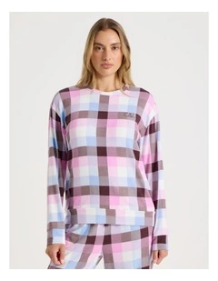 Cosy Supersoft Long Sleeve Top in Pink Check Print