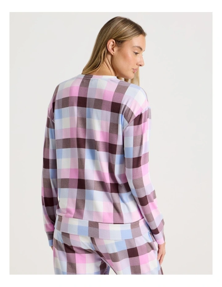 Cosy Supersoft Long Sleeve Top in Pink Check Print image 4