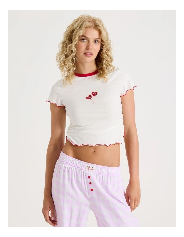 Lola Ruched Short Sleeve Baby Tee in Graphic Lollipop image 2