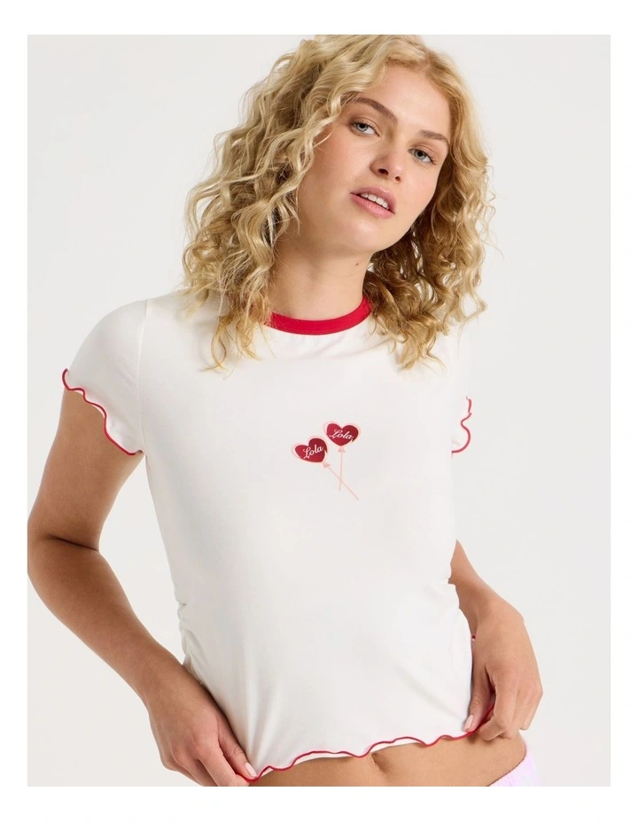 Lola Ruched Short Sleeve Baby Tee in Graphic Lollipop image 4