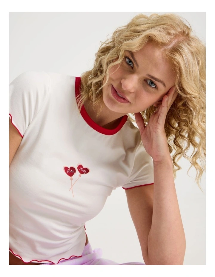 Lola Ruched Short Sleeve Baby Tee in Graphic Lollipop image 6