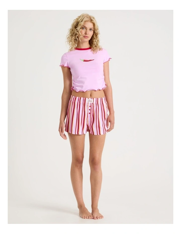 Lola Ruched Short Sleeve Baby Tee in Graphic Spicy Chilli image 4