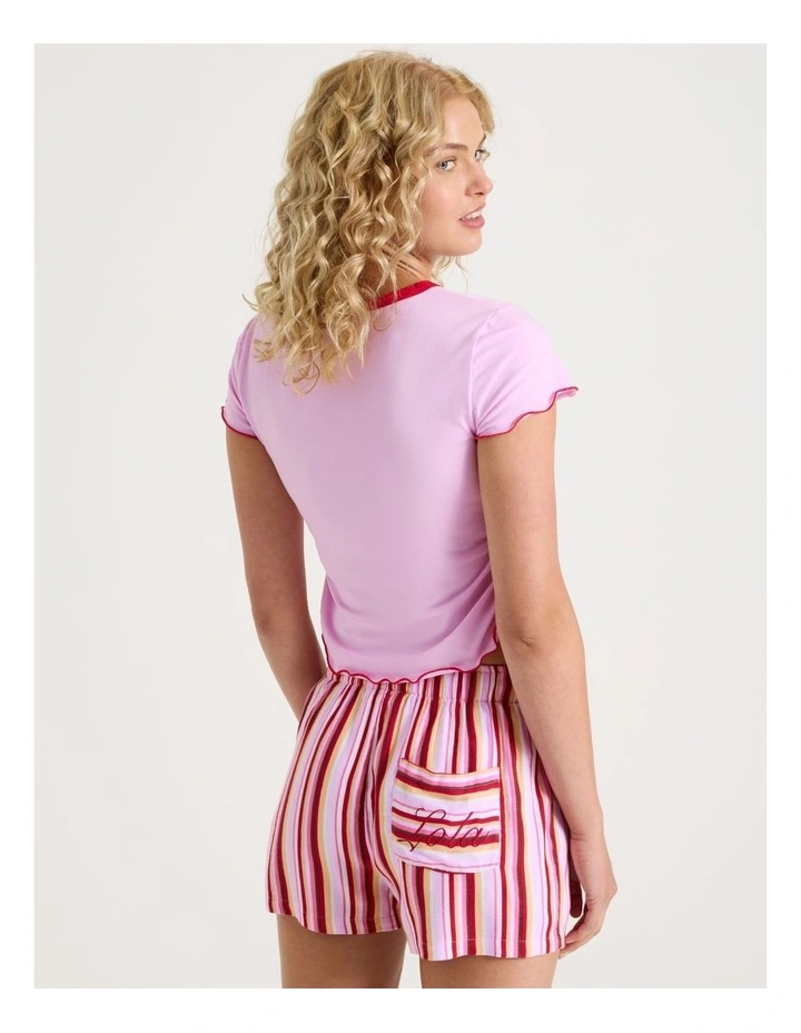 Lola Ruched Short Sleeve Baby Tee in Graphic Spicy Chilli image 6