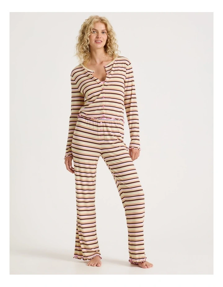 Lola Fluted Rib Long Sleeve Top in Sundae Stripe Print image 4