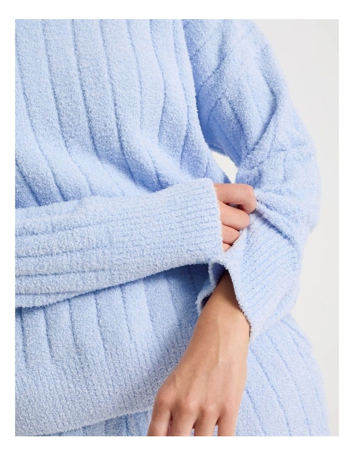 Cosy Boucle Wide Rib Crew Long Sleeve Top in Soft Blue image 5