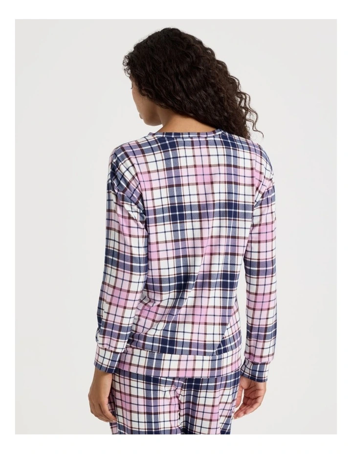 Cosy Supersoft Long Sleeve Top in White Cabin Check Print image 6