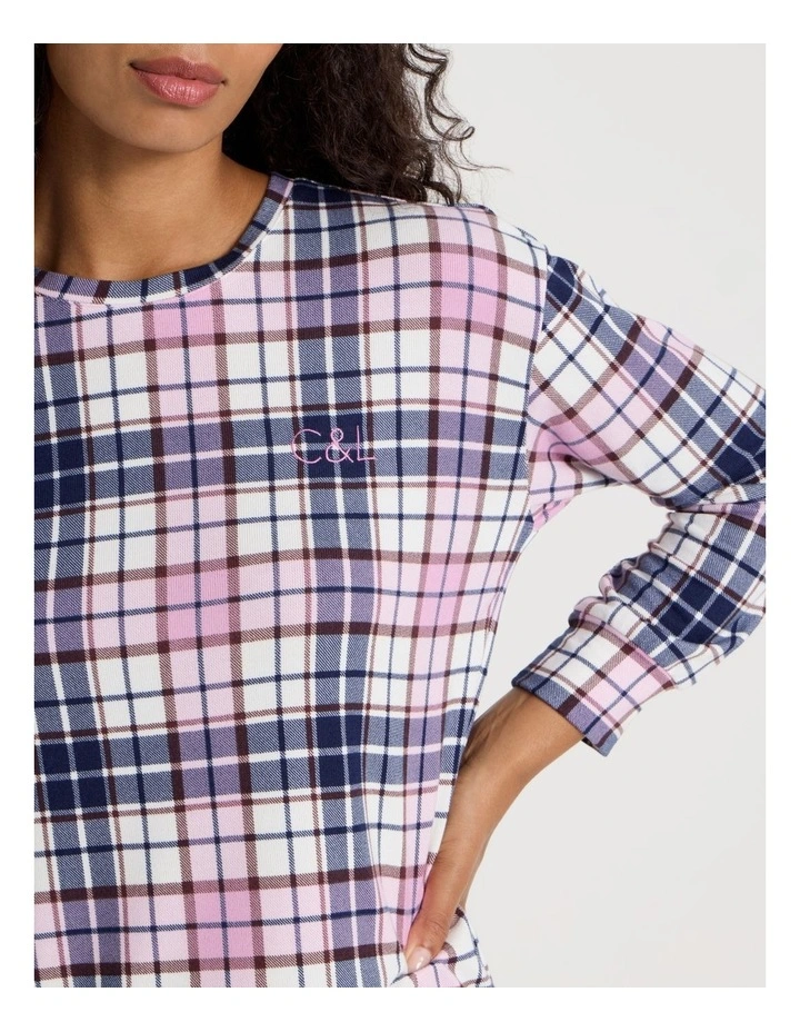 Cosy Supersoft Long Sleeve Top in White Cabin Check Print image 7