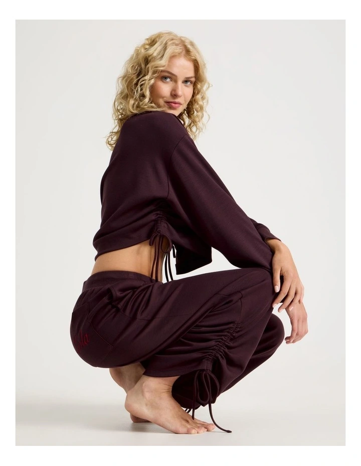 Lola Scuba Off Shoulder Sweat in Burnt Fig image 3