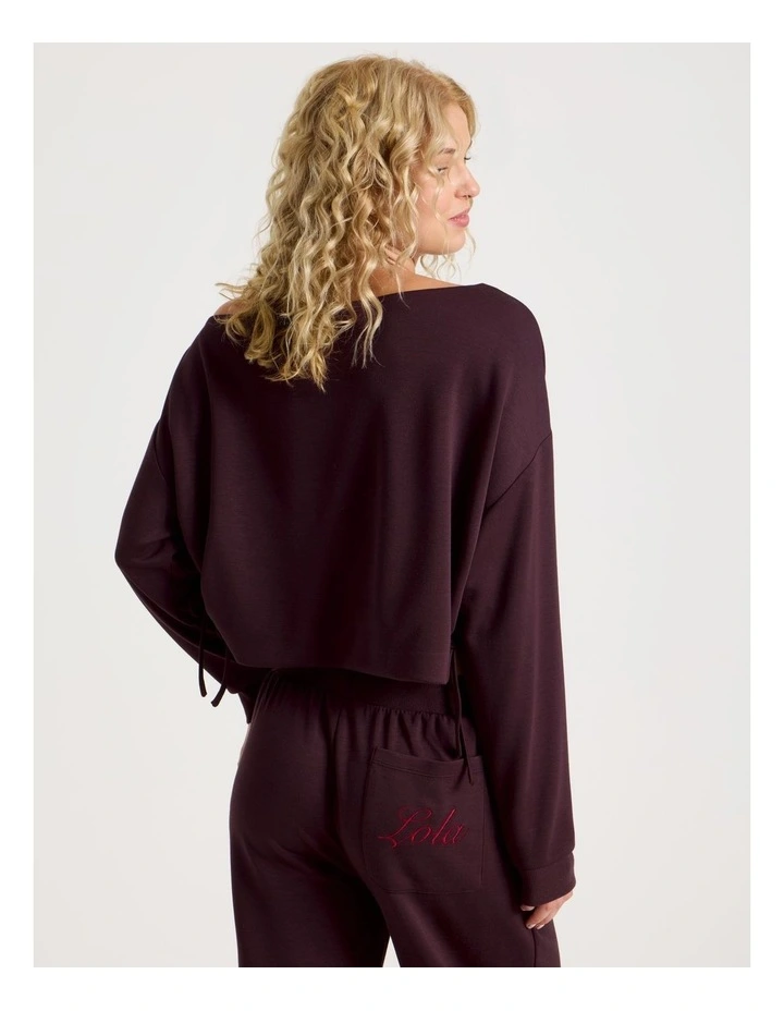 Lola Scuba Off Shoulder Sweat in Burnt Fig image 6