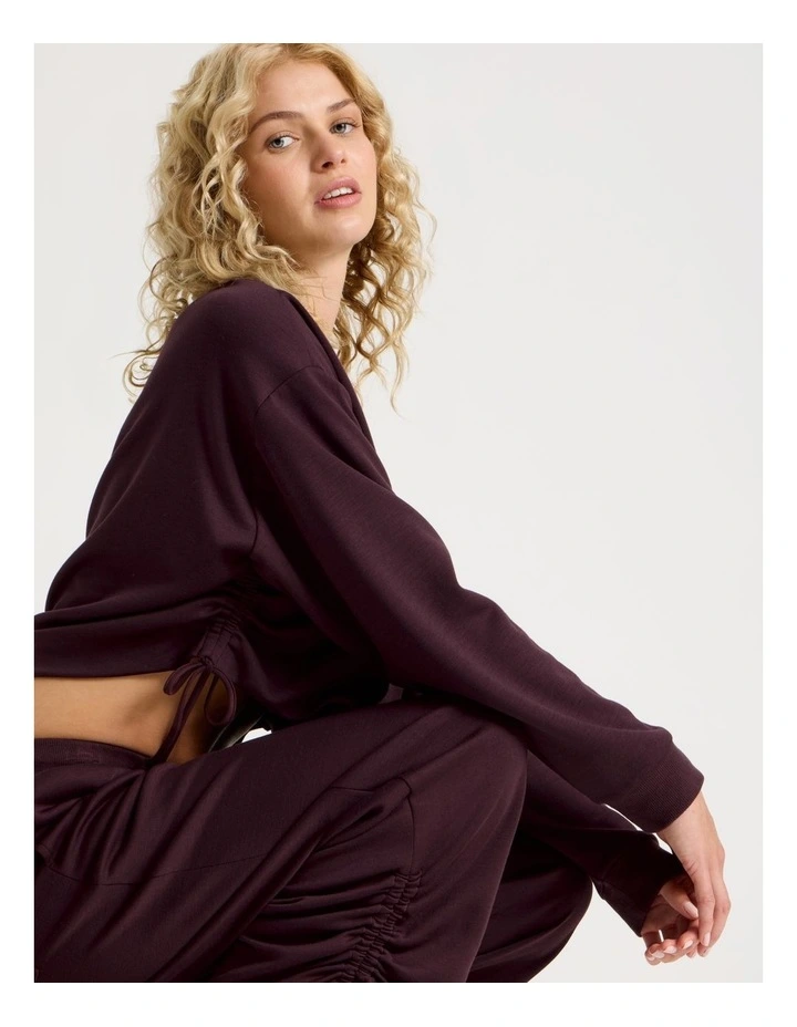 Lola Scuba Off Shoulder Sweat in Burnt Fig image 7