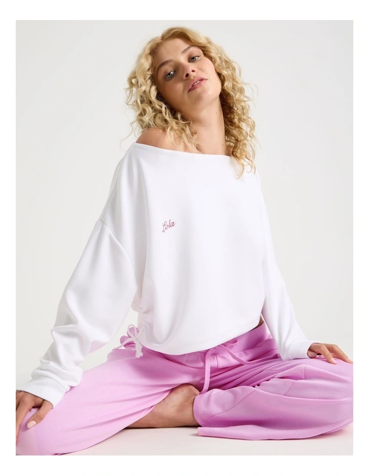 Lola Scuba Off Shoulder Sweat in Ivory image 2