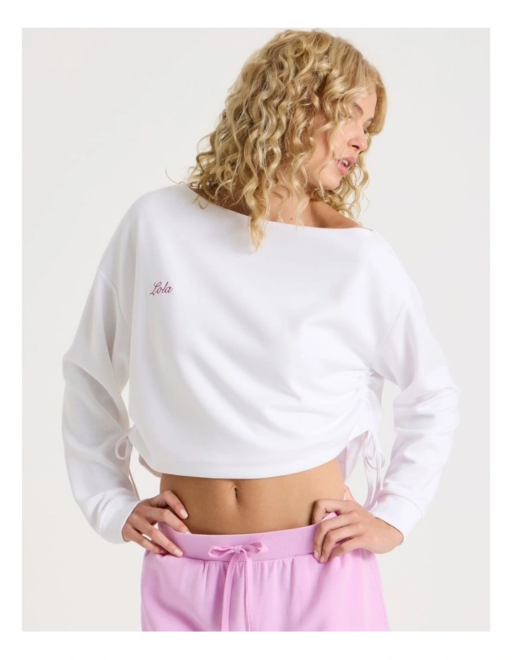 Lola Scuba Off Shoulder Sweat in Ivory image 4