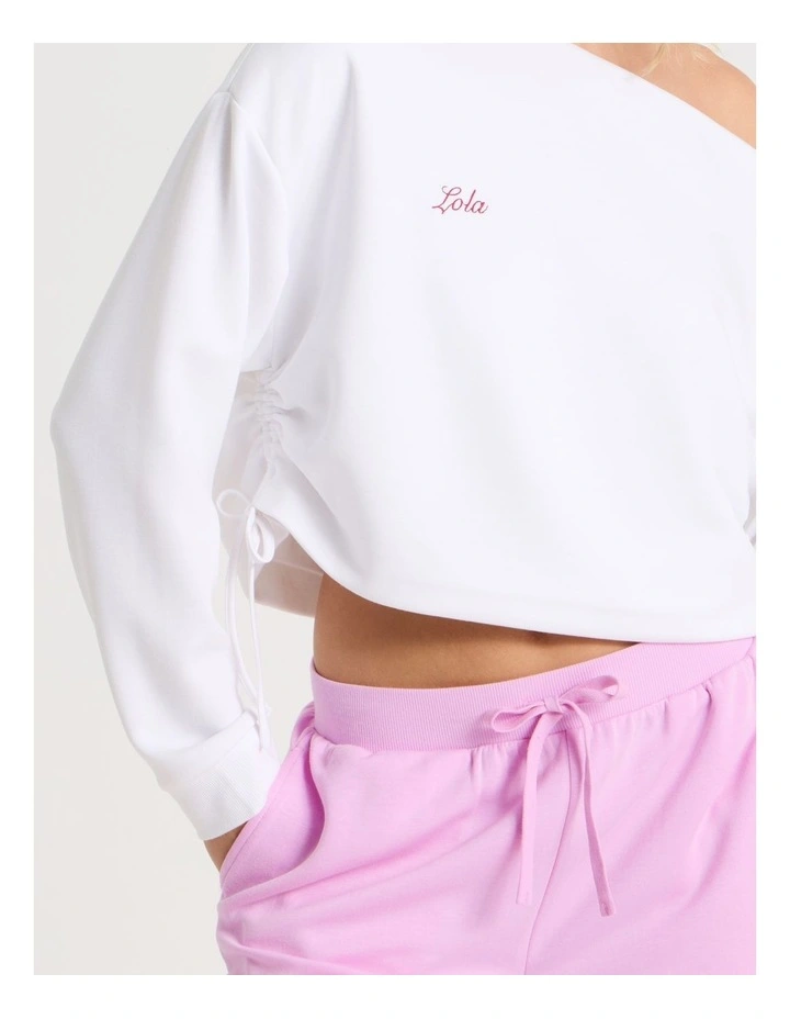 Lola Scuba Off Shoulder Sweat in Ivory image 5