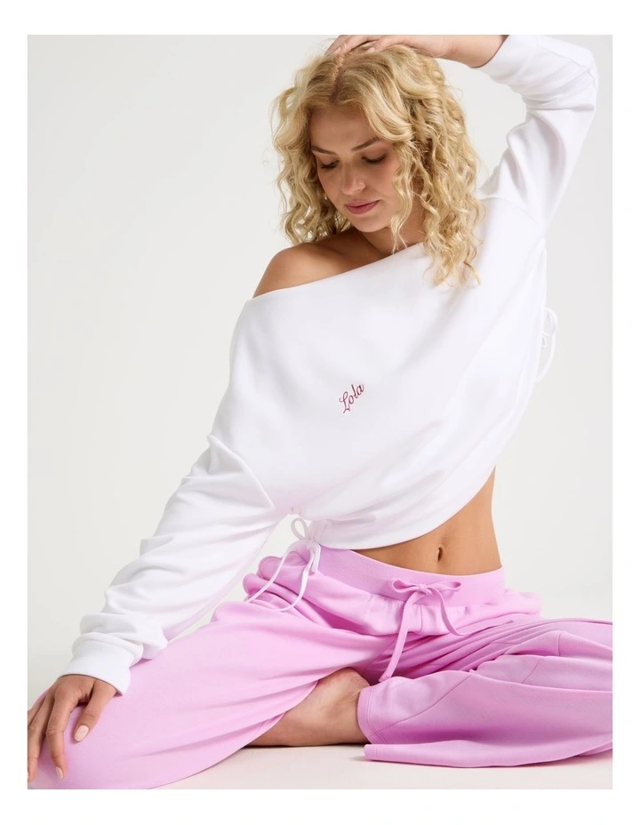 Lola Scuba Off Shoulder Sweat in Ivory image 7