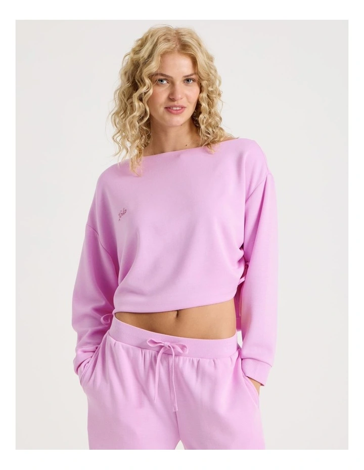 Lola Scuba Off Shoulder Sweat in Fairy Floss Pink image 1