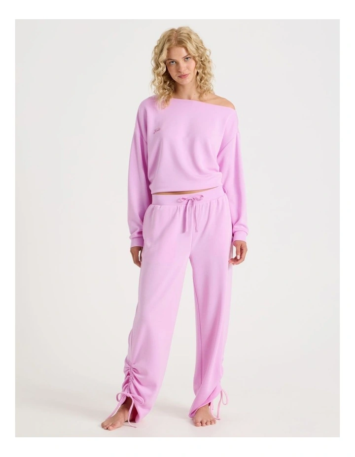 Lola Scuba Off Shoulder Sweat in Fairy Floss Pink image 4