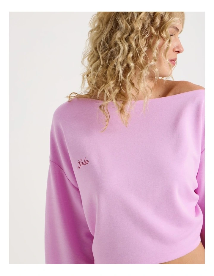 Lola Scuba Off Shoulder Sweat in Fairy Floss Pink image 5