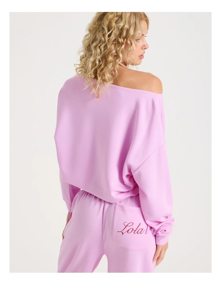 Lola Scuba Off Shoulder Sweat in Fairy Floss Pink image 6
