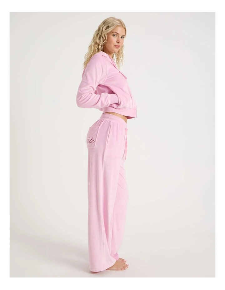 Lola Velour Zip Hoodie in Fairy Floss Pink image 2