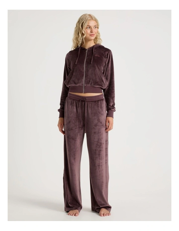 Lola Velour Zip Hoodie in Burnt Fig image 3