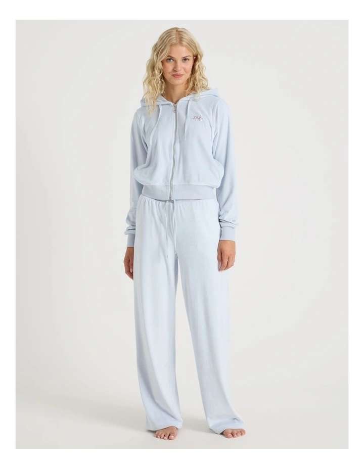 Lola Velour Zip Hoodie in Soft Blue image 4