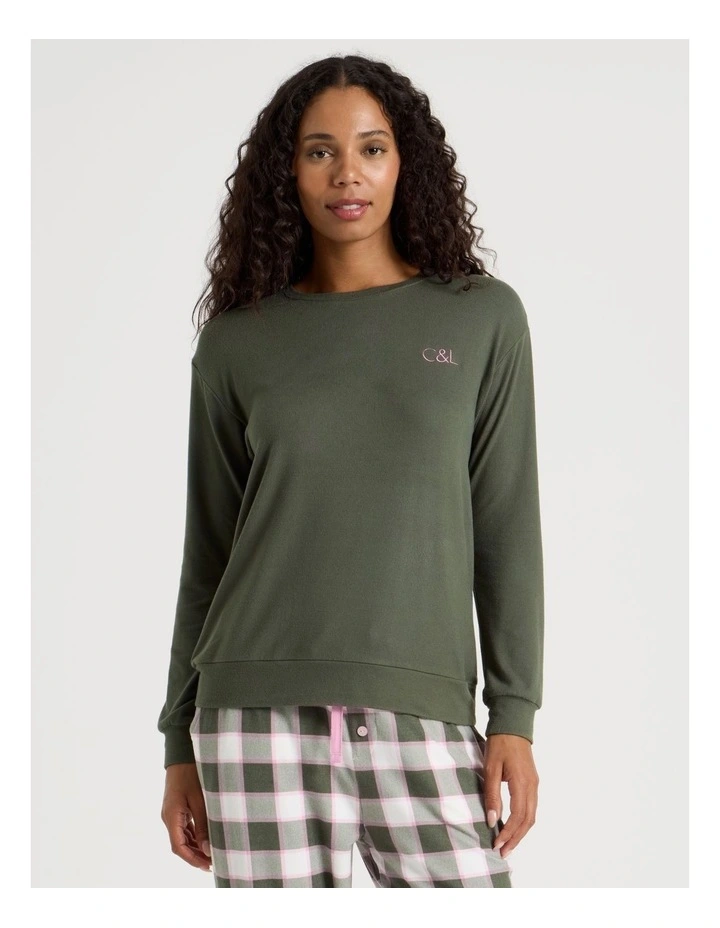 Cosy Supersoft Long Sleeve Top in Olive image 2