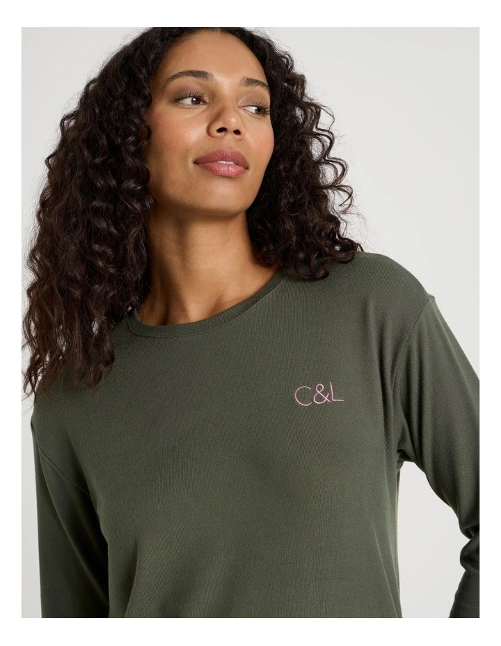 Cosy Supersoft Long Sleeve Top in Olive image 5