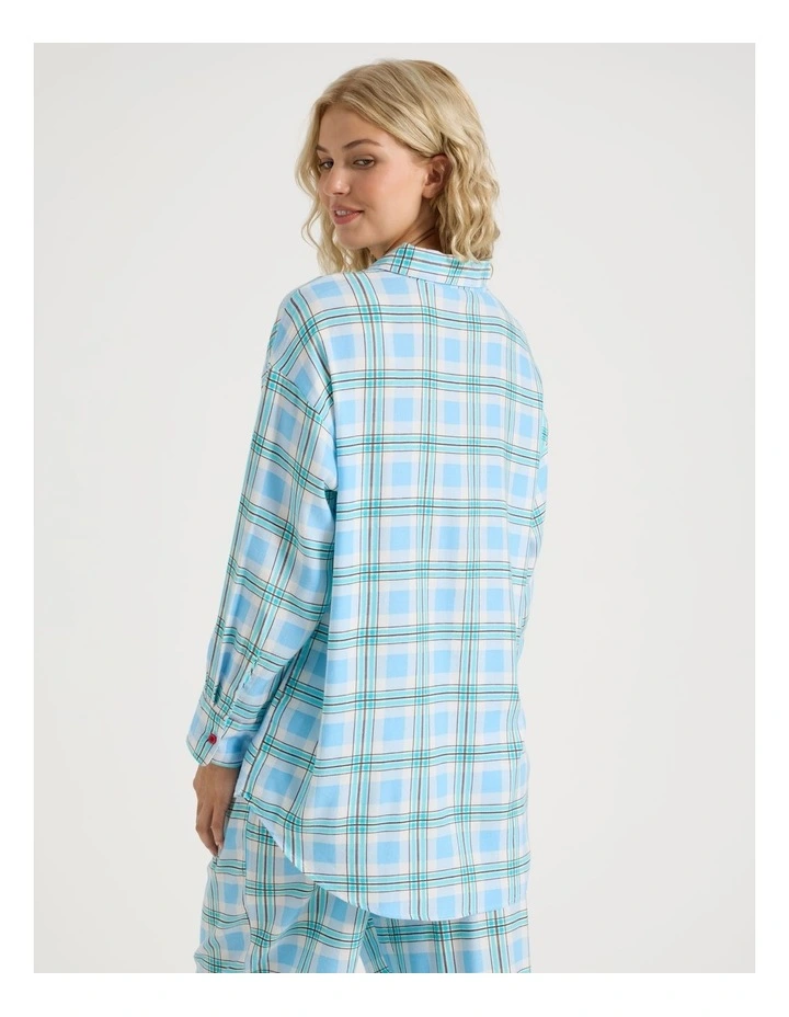 Lola Flannelette Boyfriend Shirt in Blue & Choc Check Print image 6