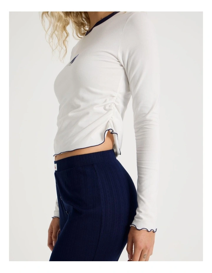 Lola Ruched Long Sleeve Baby Tee in Graphic Berry Cute image 3