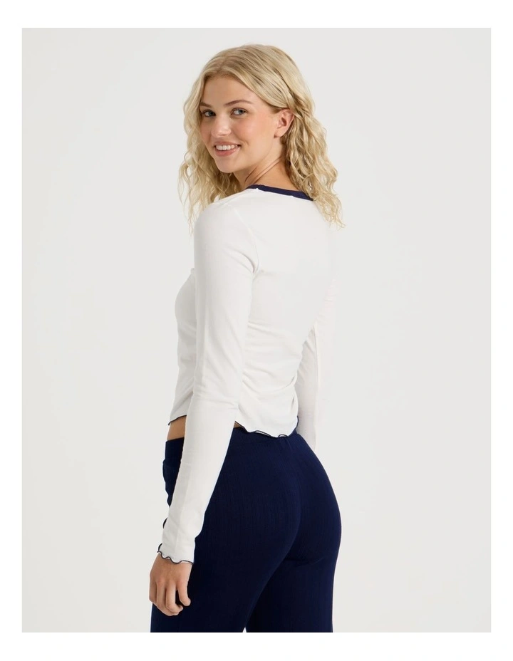 Lola Ruched Long Sleeve Baby Tee in Graphic Berry Cute image 6