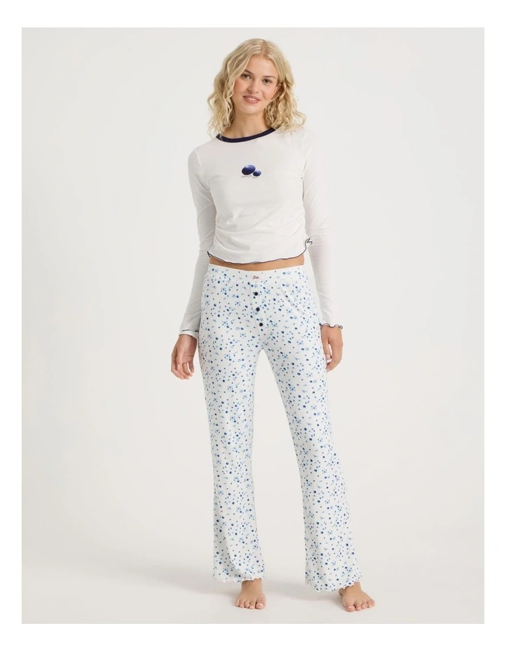 Lola Ruched Long Sleeve Baby Tee in Graphic Berry Cute image 7