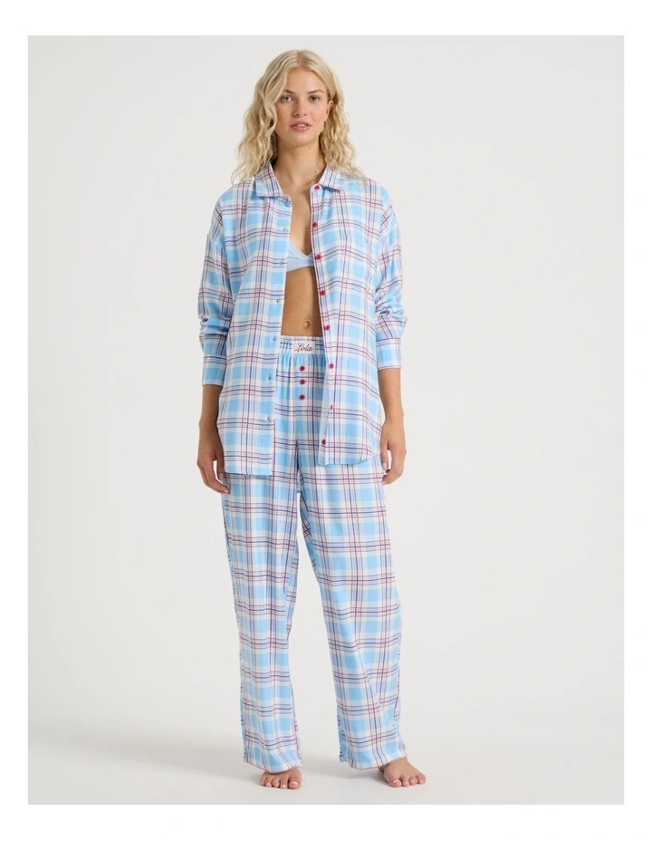Lola Flannelette Boyfriend Shirt in Blue & Red Check Print image 2