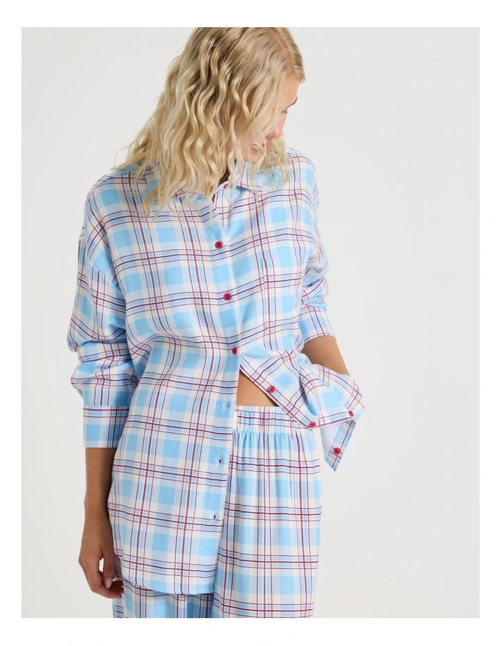 Lola Flannelette Boyfriend Shirt in Blue & Red Check Print image 4