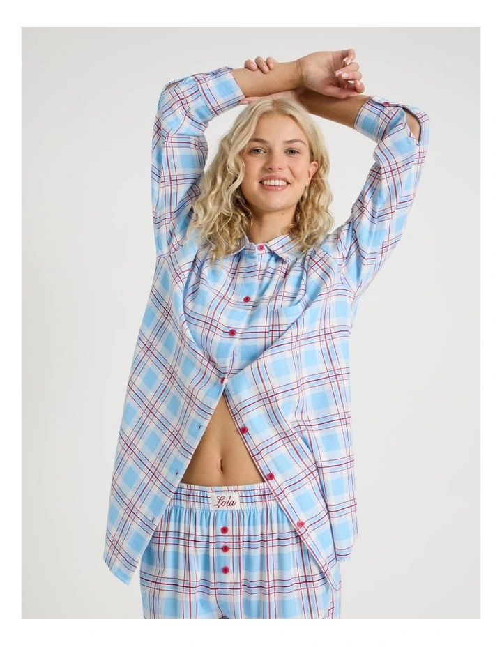 Lola Flannelette Boyfriend Shirt in Blue & Red Check Print image 5