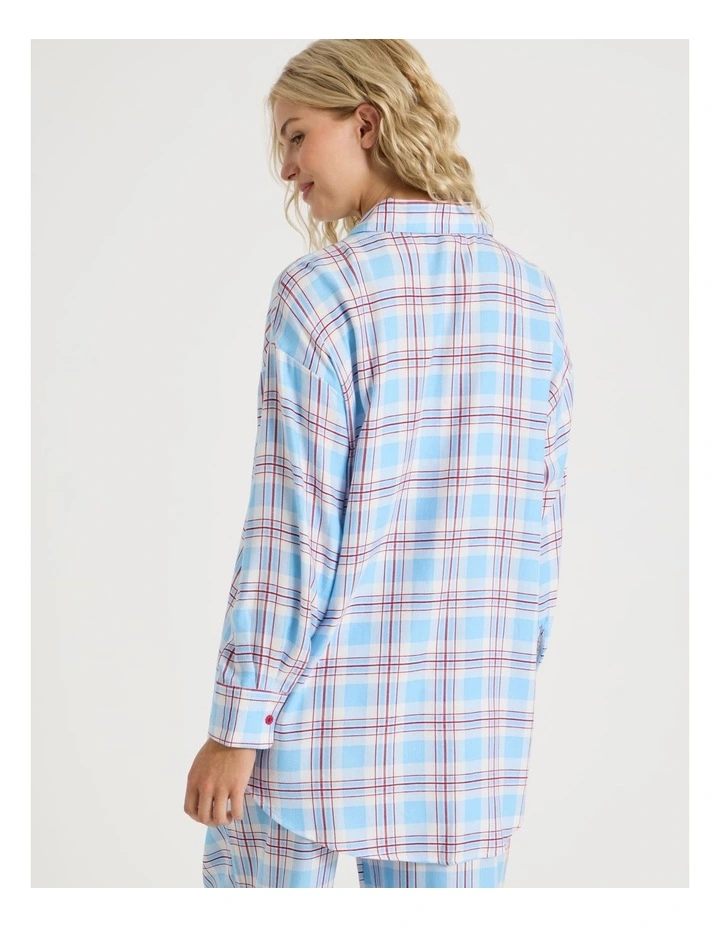 Lola Flannelette Boyfriend Shirt in Blue & Red Check Print image 7