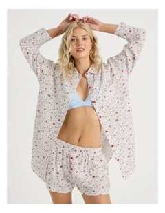 Lola Flannelette Boyfriend Shirt in Strawberry Fields Print