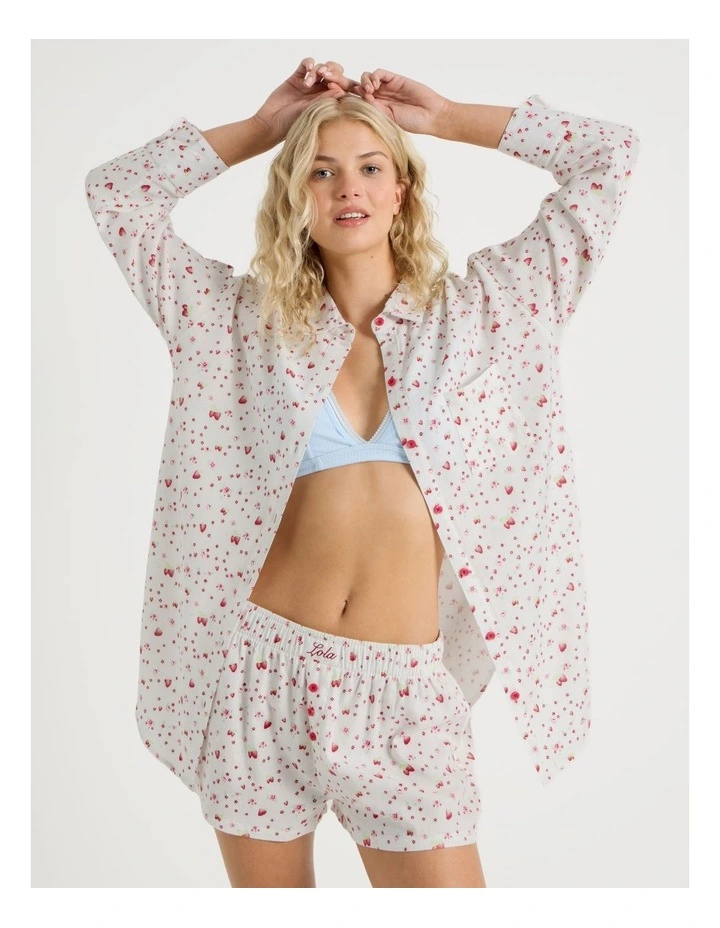 Lola Flannelette Boyfriend Shirt in Strawberry Fields Print image 1