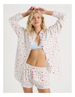 Lola Flannelette Boyfriend Shirt in Strawberry Fields Print