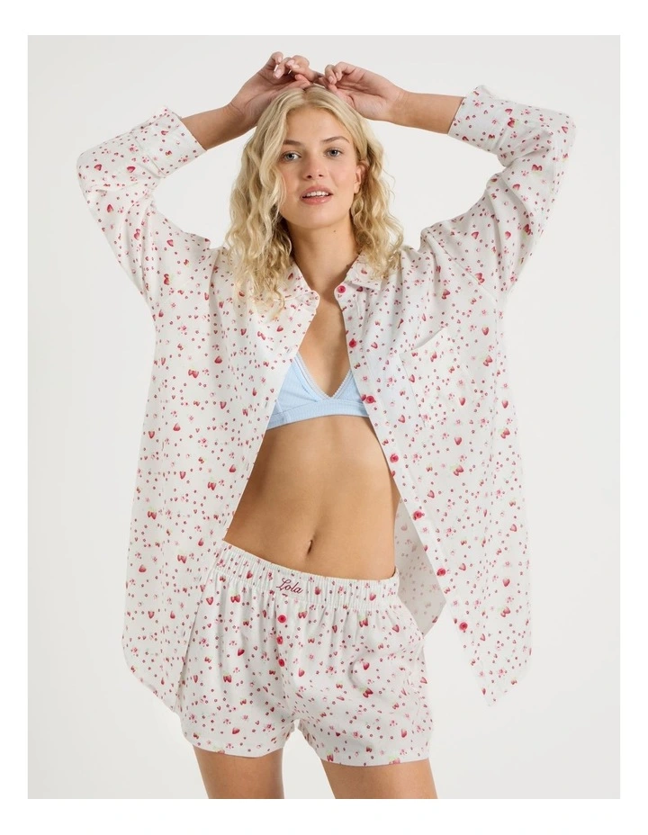 Lola Flannelette Boyfriend Shirt in Strawberry Fields Print image 1