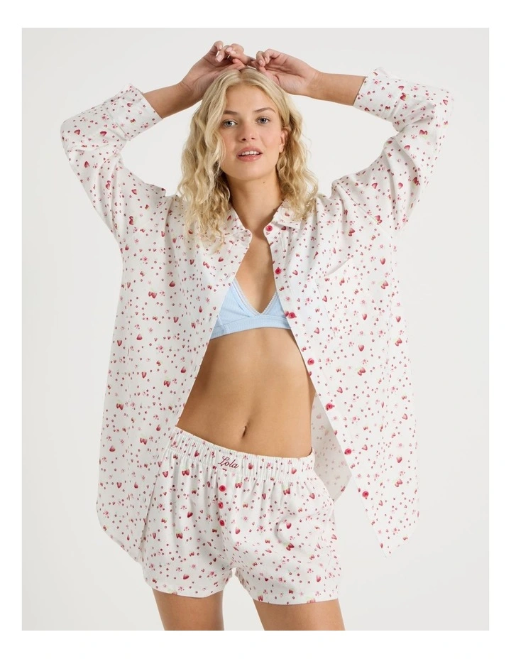 Lola Flannelette Boyfriend Shirt in Strawberry Fields Print image 1