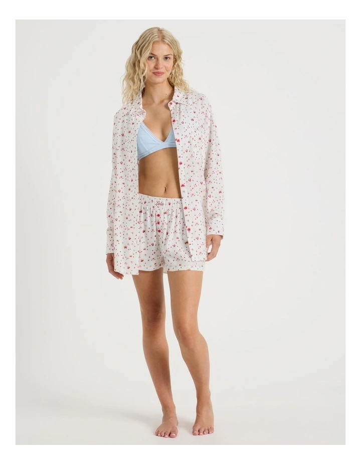 Lola Flannelette Boyfriend Shirt in Strawberry Fields Print image 2