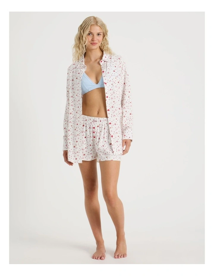 Lola Flannelette Boyfriend Shirt in Strawberry Fields Print image 2